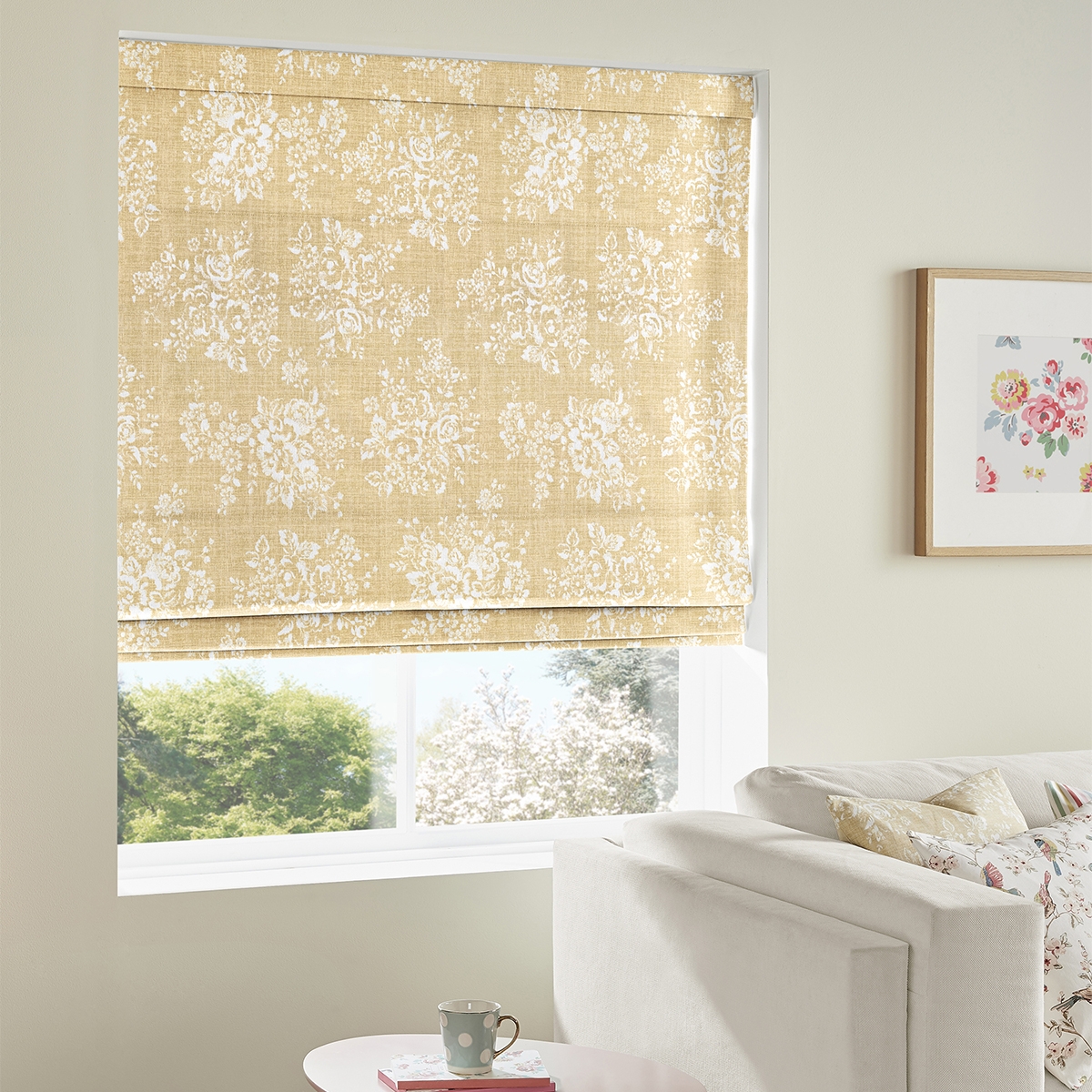 Product photograph of Cath Kidston Washed Rose Ochre Roman Blind from Choice Furniture Superstore.